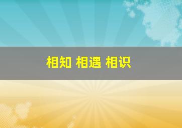 相知 相遇 相识